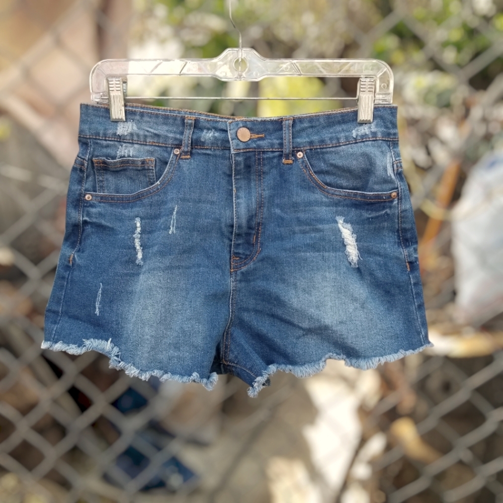 Forever 21 Women's High Waisted Distressed Jean Shorts